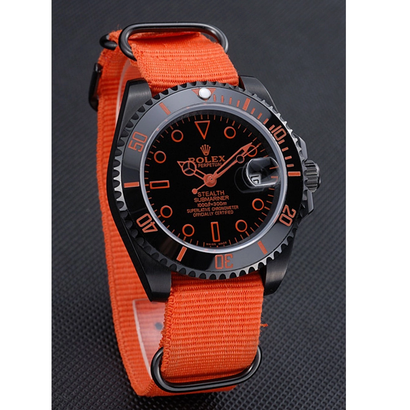 Aaa replica watch Stealth 622011 Nylon Orange Strap Submariner Rolex 0514